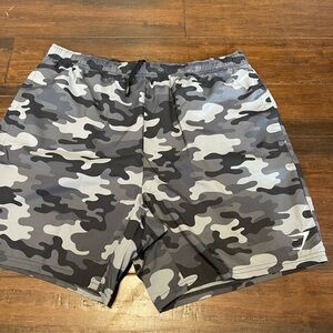 Gymshark Men's Arrival Shorts Black Gray Camo Drawstring Workout Gym Size XXL